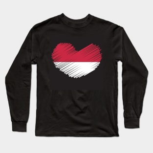 Indonesia Heart Flag Design Long Sleeve T-Shirt